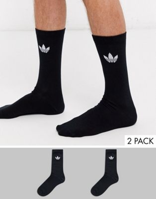 adidas Originals 2 pack crew socks with trefoil logo in black