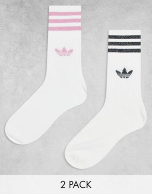 adidas cut in 2 mid Originals white/pink ASOS socks glitter | pack