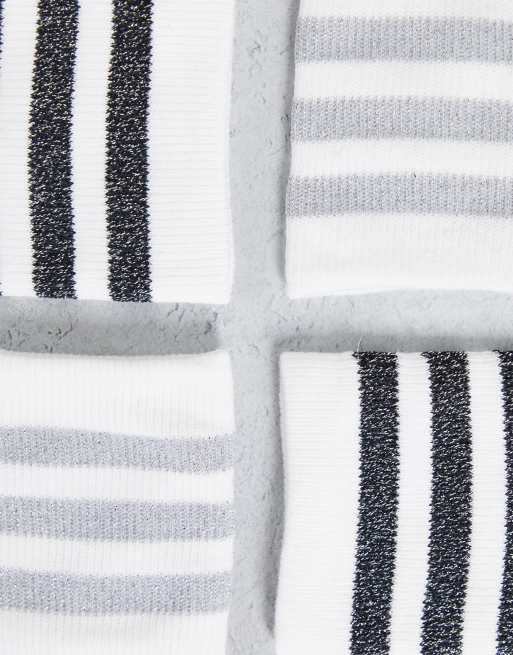 adidas Originals 2 pack  glitter mid cut socks in white/silver, 2 of 4
