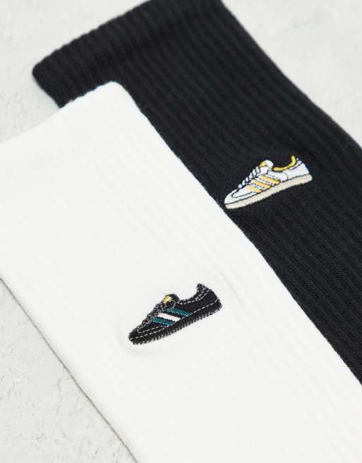 adidas Originals 2 pack Samba socks in white | ASOS