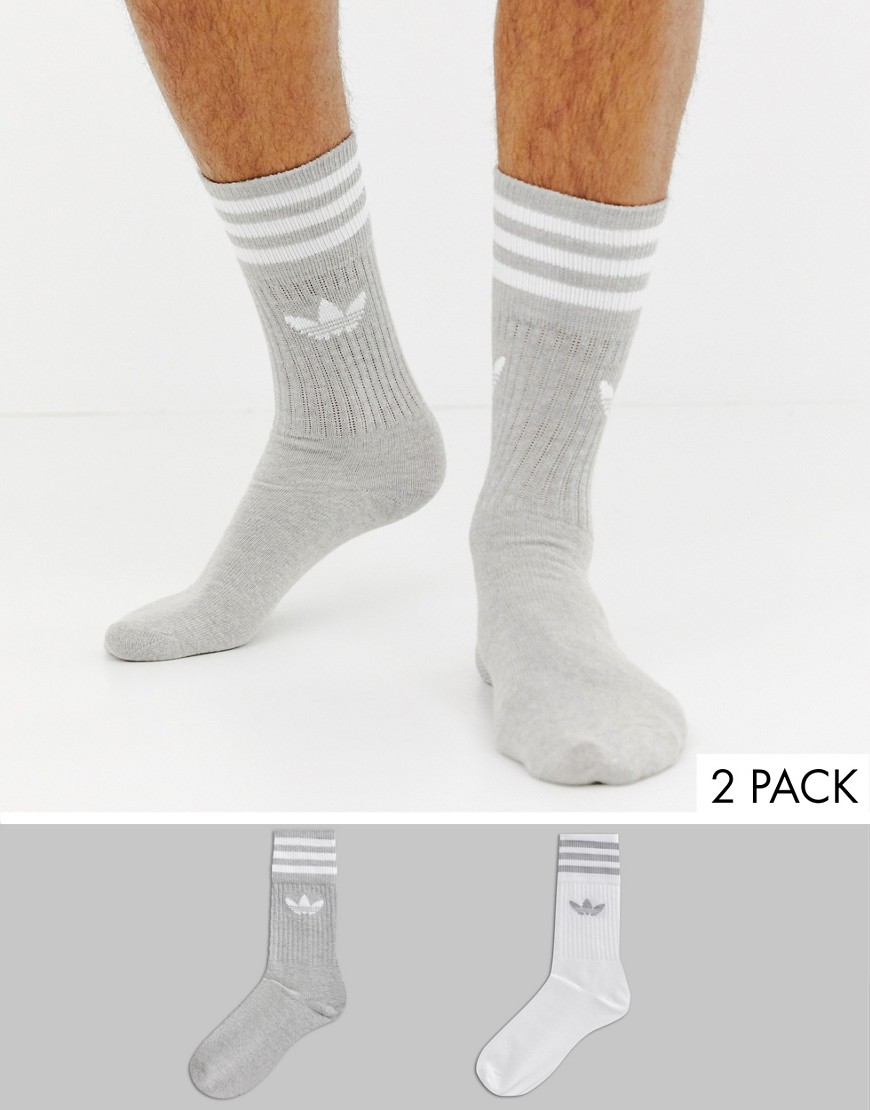 Adidas Originals 2 Pack Socks Grey White-Multi