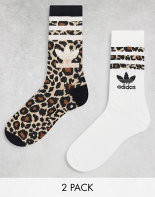 adidas Originals 2 pack socks in leopard print