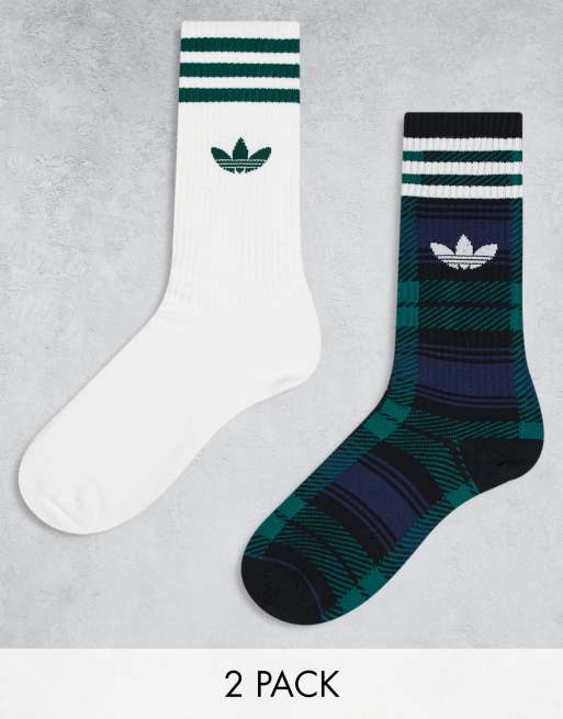 adidas Originals 2 pack socks in tartan and white