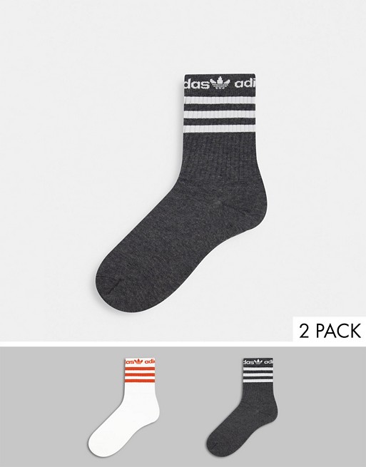 adidas Originals 2 pack striped socks with linear logo