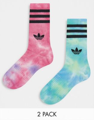 adidas Originals 2 pack  tie die socks in multi