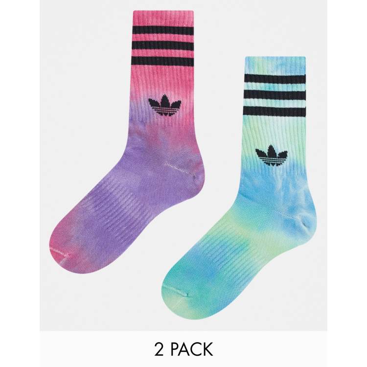 adidas Originals pack tie dye crew socks in pink and blue ASOS - Main Image
