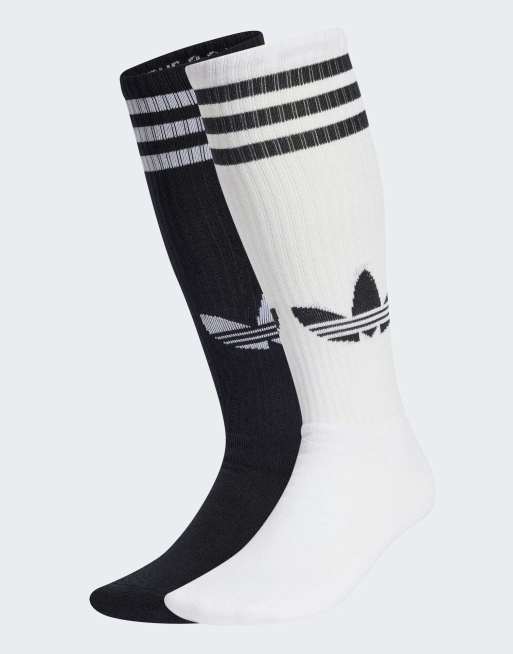 adidas Originals - 2 par knæstrømpe i hvid og sort