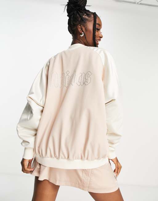 adidas Originals - '2000 Luxe' - Bomberjack van satijn met siersteentjes in camel
