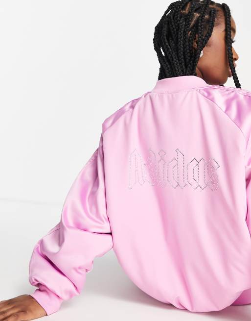 Adidas pink hot sale satin bomber jacket