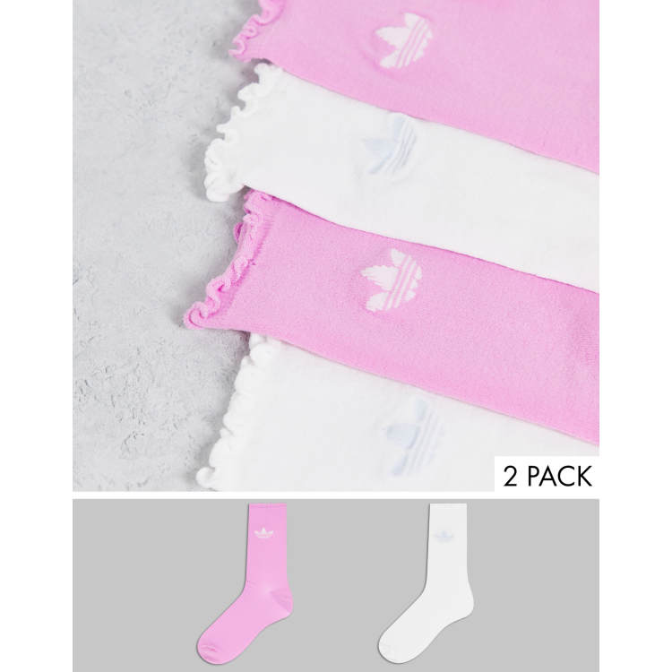 adidas Semi-Sheer Ruffle Crew Socks 2 Pairs - Pink