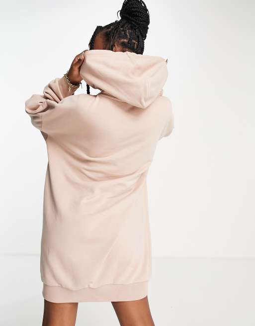 adidas Originals '2000s Luxe' velour hoodie dress in camel with rhinestone  logo | ASOS