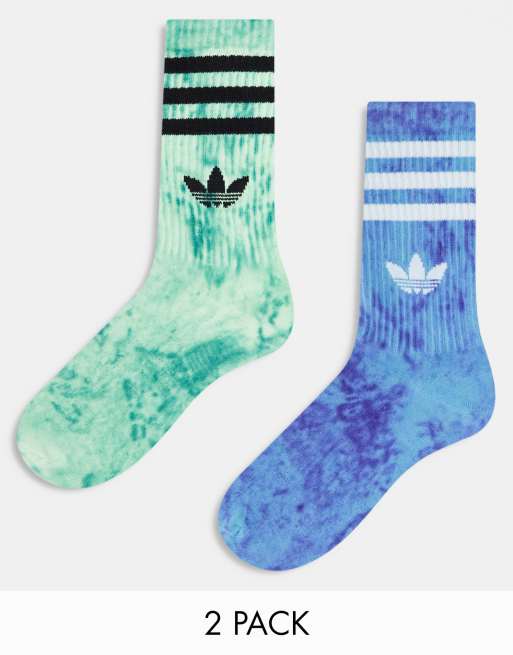 adidas Originals – 2er-Pack Crew-Socken in Grün und Blau mit ...