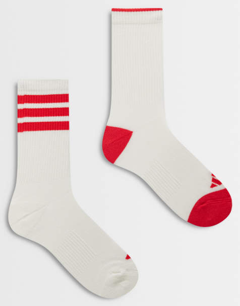 adidas Originals – 2er-Pack Crew-Socken in Weiß und Rot - view 1