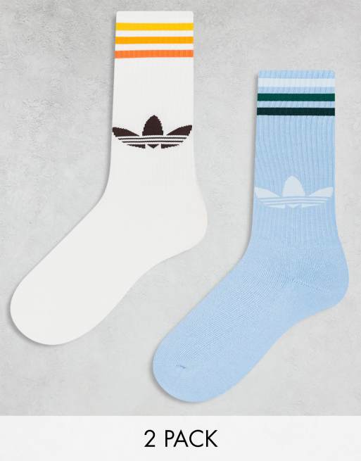 adidas Originals – 2er-Pack Kniestrümpfe in Blau/Wollweiß im Stil der 80er