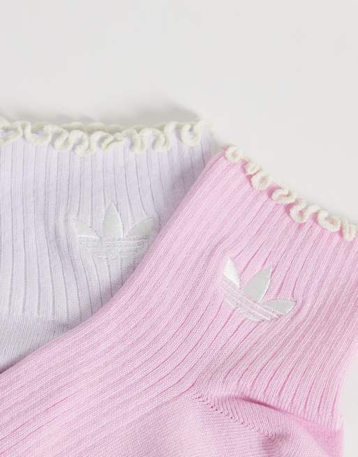 adidas Originals 2er-Pack Rüschen-Ankelsocken in Pink und Lila, 2 von 3