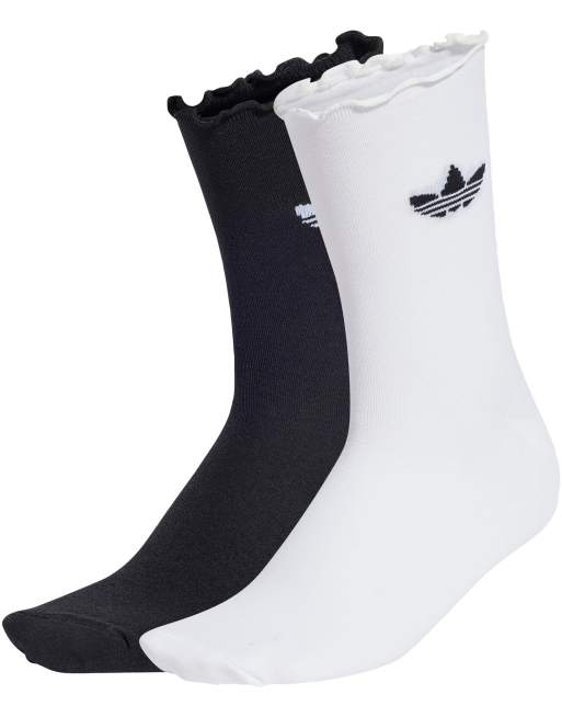 adidas Originals – 2er-Pack Rüschensocken in Weiß und Schwarz, 2 von 3