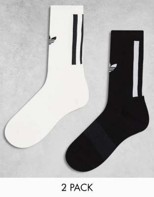 adidas Originals - 2er-Pack Socken in Schwarz/Weiß mit Dreiblatt-Logo-Bunt