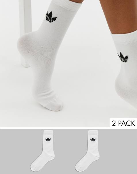 adidas Originals – 2er Pack weiße Socken mit Kleeblattlogo