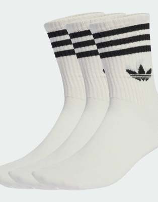 adidas Originals - 3 Paar Crew-Socken in Wollweiß mit den 3 Streifen