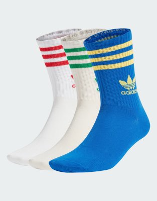 adidas Originals - 3 Paar mittelhohe Crew-Socken in Blau