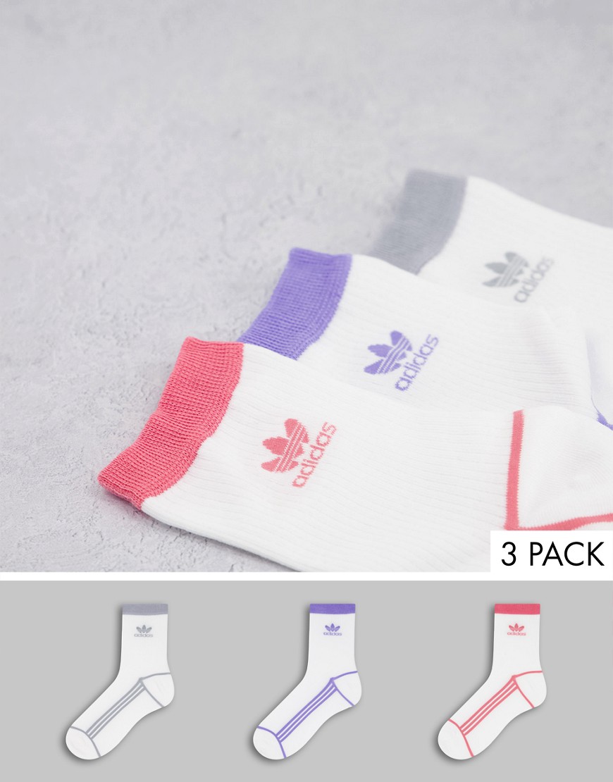Adidas Originals 3 pack 3D logo quarter socks in multi