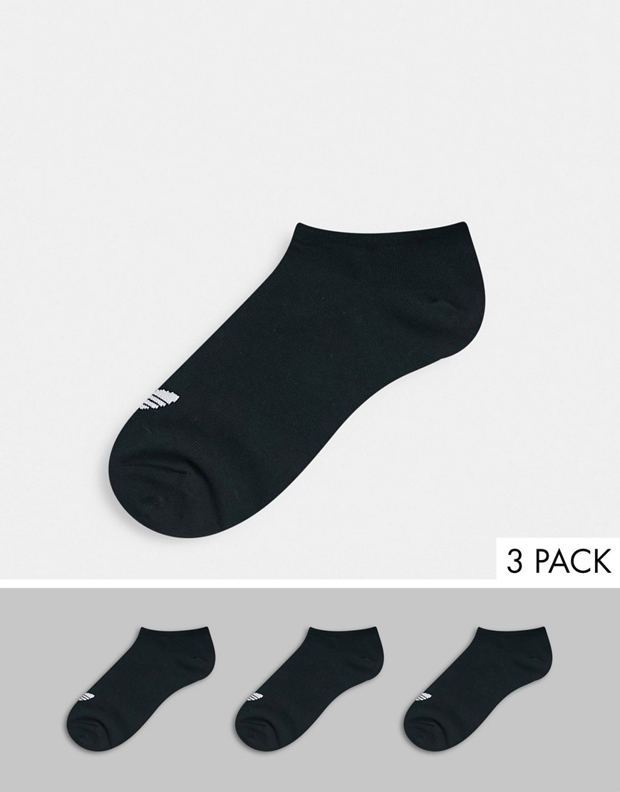Adidas Originals 3 pack ankle socks in black-White