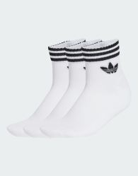 adidas Originals 3 pack ankle socks with trefoil logo in white