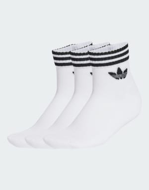 adidas Originals 3 pack ankle socks with trefoil logo in white