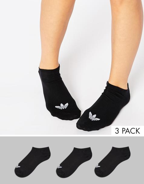 adidas Originals 3 pack black trefoil liner socks - view 1