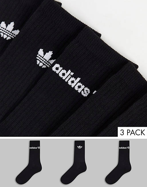 adidas Originals 3 pack crew socks in black | ASOS