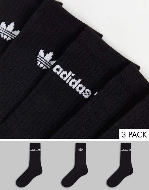 adidas Originals 3 pack crew socks in black