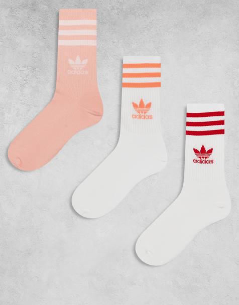 adidas Originals 3 pack crew socks in pinks and reds - view 1
