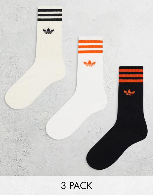 Adidas Originals 3 Pack Crew Socks In Whiteblackorange Asos 0142