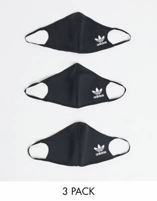 adidas Originals 3 pack face coverings in black | ASOS
