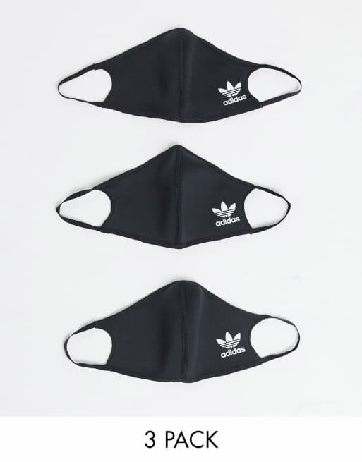 adidas Originals 3 pack face coverings in black