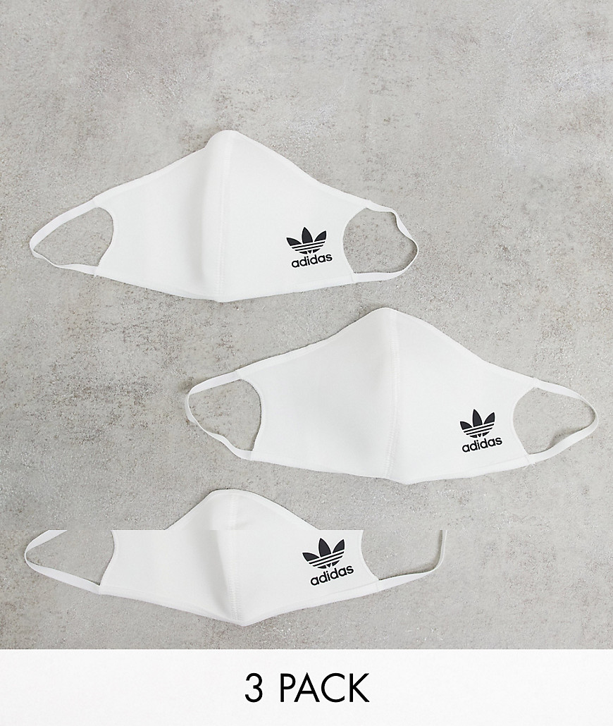 Adidas Originals 3 pack face coverings in white