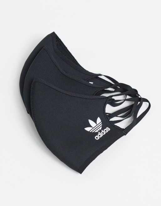 Adidas Originals 3 Pack Face Masks In Black Asos