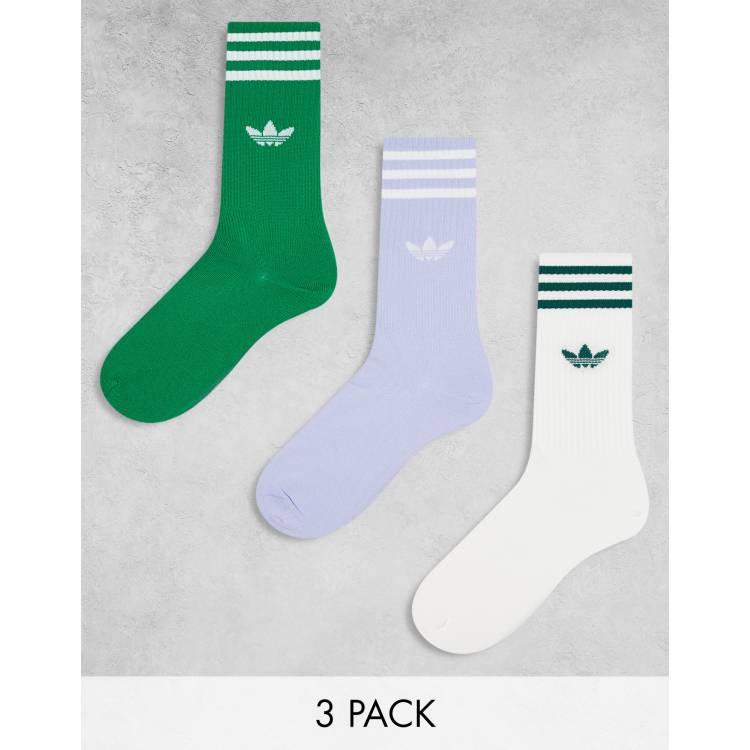 adidas Originals 3-pack high sock in white, green and lilac ASOS