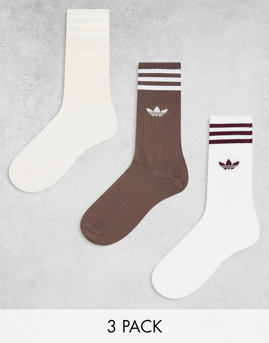 adidas Originals 3 pack long socks in neutrals-Multi