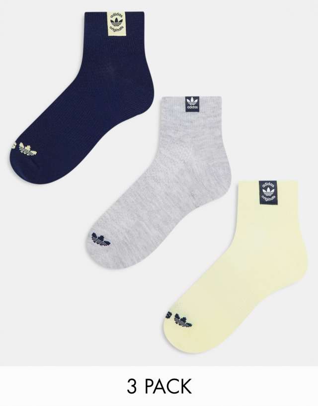 adidas Originals 3 pack low crew socks in navy and multi