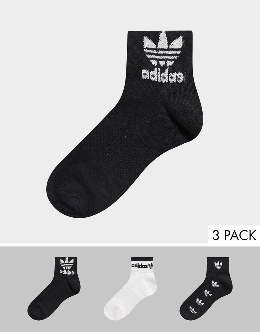 Adidas Originals 3 pack low cut socks in black