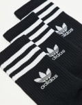 [adidas Originals] adidas Originals 3 pack mid cut socks in black 40-42 BLACK