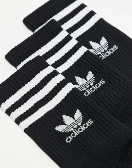 adidas Originals 3 pack mid cut socks in black