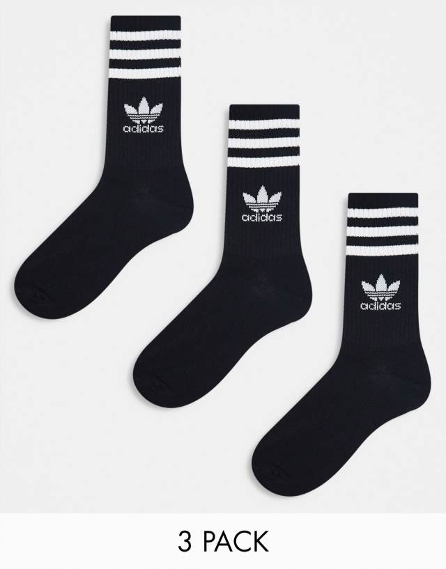 adidas Originals - 3 pack mid cut socks in black