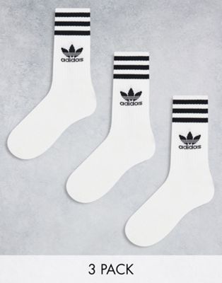 adidas Originals 3 pack mid cut socks in white