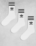 [adidas Originals] adidas Originals 3 pack mid cut socks in white 40-42 WHITE