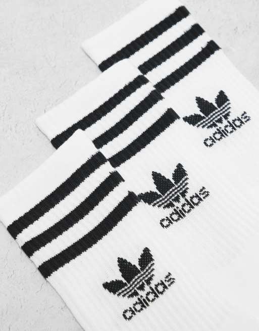 adidas Originals 3 pack mid cut socks in white ASOS