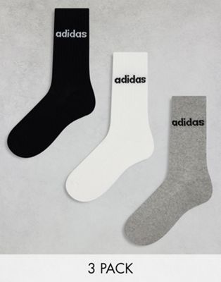 adidas Originals 3-pack mid socks in white, grey and black