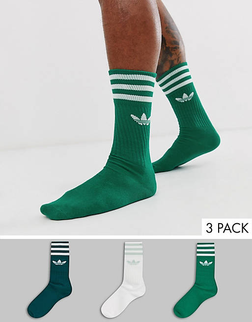 adidas Originals 3 pack multicolour socks green | ASOS