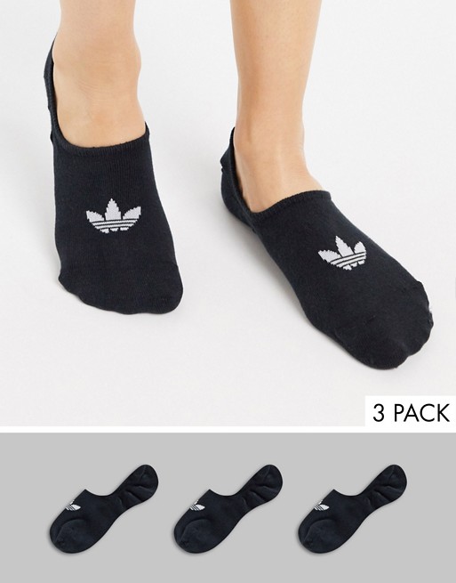 adidas Originals 3 pack no show socks in black